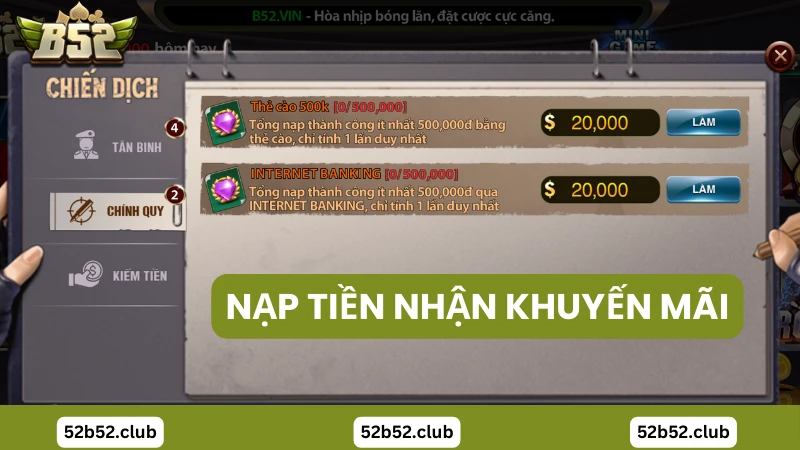 Khuyến mãi nạp tiền tại B52 Club