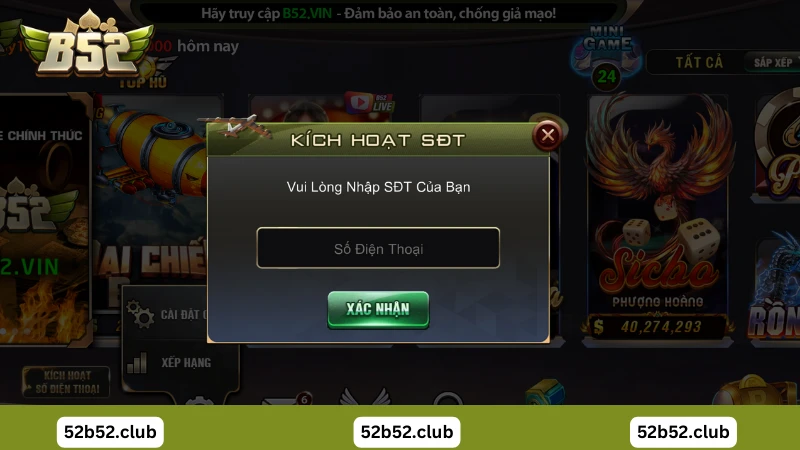 Kích hoạt sdt tại B52